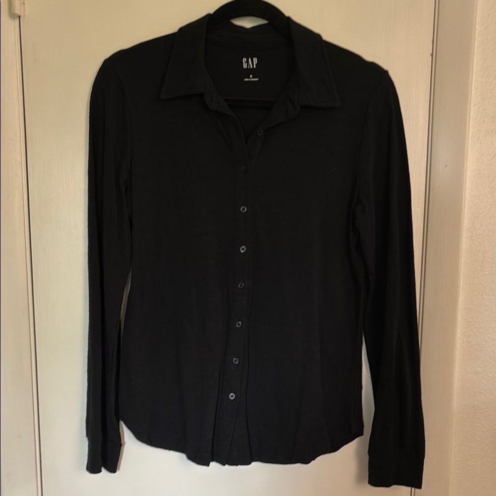 GAP Black Long Sleeve Cotton Knit Blouse